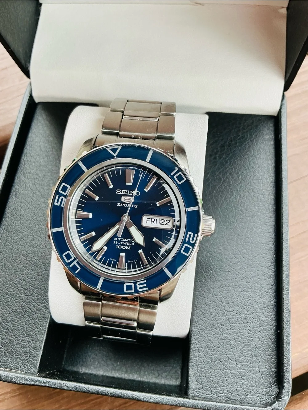 Seiko 5 Sports Men's Blue Stainless Steel Automatic Watch🔥🔥
